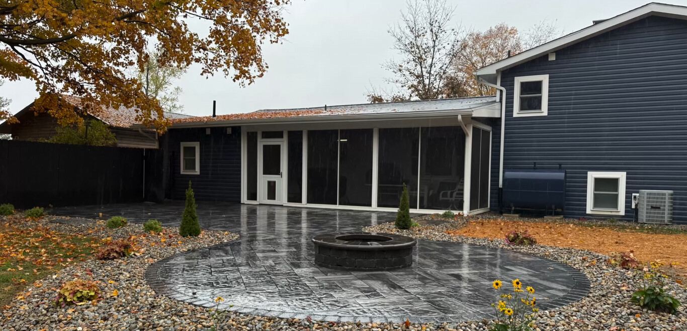 Beautiful stamped decorative concrete patio with custom patterns